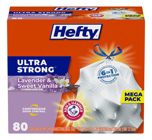 Bolsas De Basura Hefty Ultra Strong 80pzs , Tamaño 13 Gal.