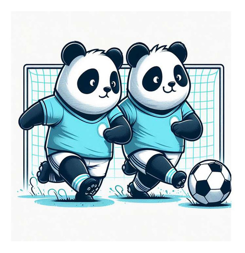 Vinilo 45x45cm Panda Jugando Futbol Soccer Pelota Play