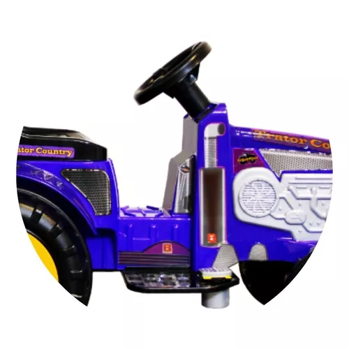 Trator infantil elétrico, reboque com função basculante, assento de couro,  buzina, controle remoto, LED, som do motor – BLAKHOLE