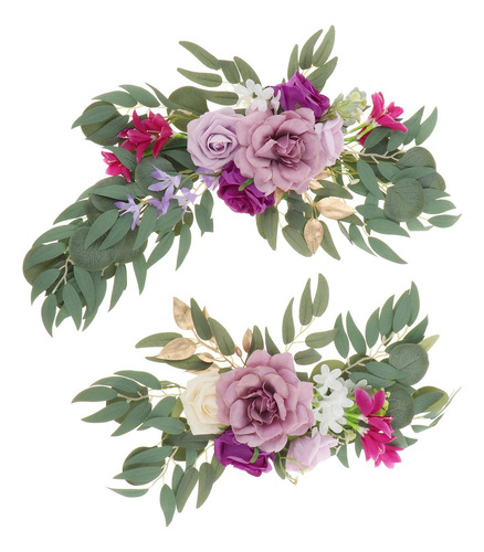 2 Piezas Decorativas Boda Arco Flores Simulación Rosa Para