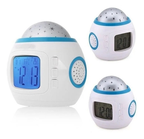 Reloj Despertador Proyector Estrellas Luz Y Sonido