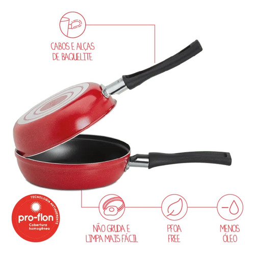 Omeleteira 14cm Antiaderente Linha Garlic Vermelho Brinox