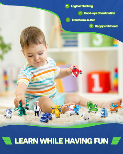 Pacote De 15 Transformadores Toy Super Wings Com Rodas Móvei
