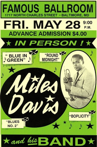 Poster Vintage Miles Davis Concert 30x45cm Plastificado