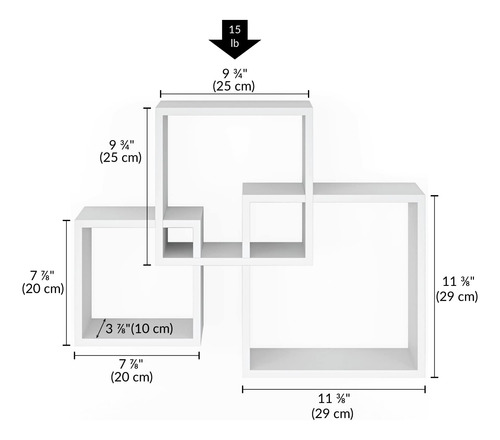 Estante Para Pared De Madera Cubos Entrelazados Blanco 3 Pz