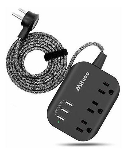 Regleta Con Usb, Regleta De Enchufe Plano Montable Con 3