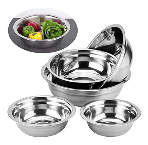 Kit 5 Pzs Tazon Bowl Ensaladera Acero Inoxidable Cocina