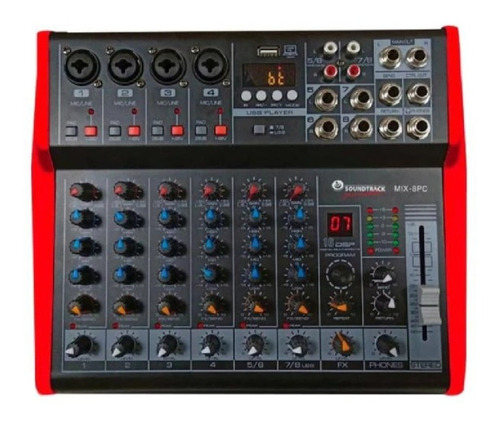 Mezcladora Amplificada Soundtrack Mix-8pc 8 Canales 150w X2 