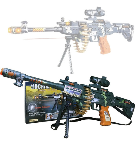 Metralhadora Fuzil Arma Militar Som Luz Mov 68 Cm Não Nerf