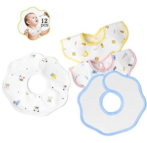 Baberos Para Bebés Set, 12 Piezas Baberos Cuello Reversible