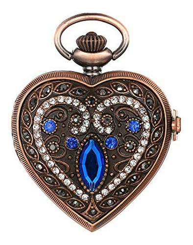 Reloj Collar Vintage Corazón Plateado