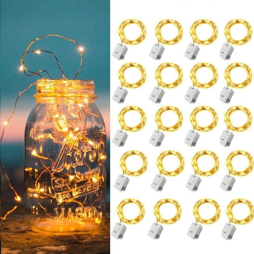 Aa Paquete De 50 Luces De Hadas Con Pilas, 3 Modos, 20 Led,
