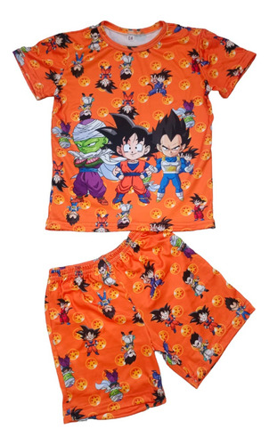 Pijama Gokú Vegueta Dragon Ball Para Niño 2p Short Playera K