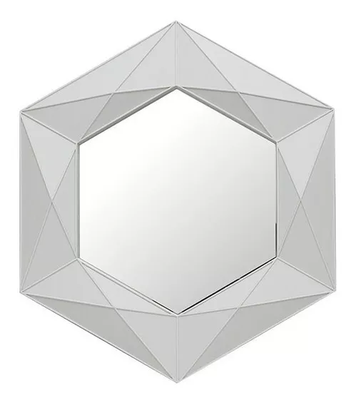 Espejo Hexagonal Decorativo 55x55 Cm. Marco Ancho Blanco