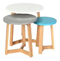 Comprar Set De Mesas Ratonas Boris De Madera 30, 40, 50 Cm Diámetro
