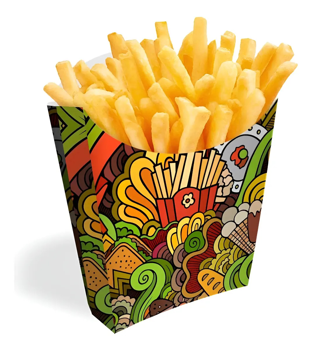 Caixinha Para Batata Frita - Preto - 100un Cor Verde