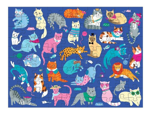 Rompecabezas 100 Piezas Puzzle 2 En 1 Gatos Perros Niños