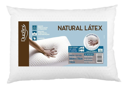 Travesseiro Natural Látex Em Algodão 50x70cm Branco Duoflex
