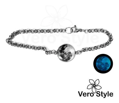 Pulsera De Luna Que Brillan En La Oscuridad De Acero
