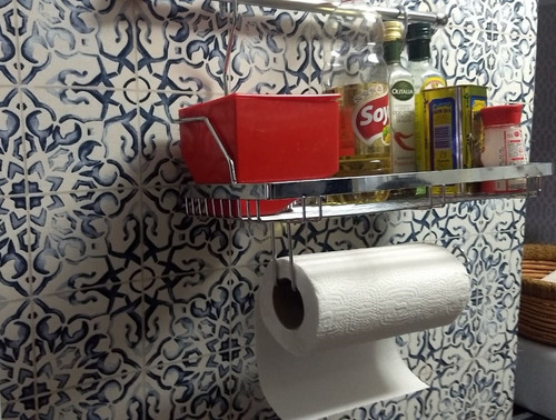 Imagem 8 de 9 de Suporte Porta Condimento E Papel Toalha + Barra De Metal
