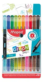Rotuladores Punto Fino 0.4m Maped Graph'peps 10 Colores
