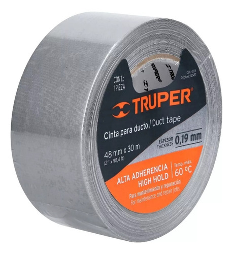 Cinta Para Ducto 48mmx30mtsx0,19mm Truper Duct Tape 12587