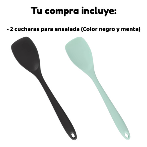 Set 2 Cucharas Ensaladeras Silicona Cocina Antiadherentes