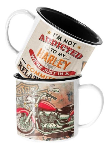 Taza Enlozada Lechera Harley Davidson Vintage