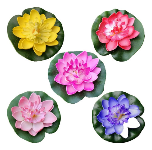 Nolitoy 5pcs Flores De Loto Artificiales Con Hojas De Almoha