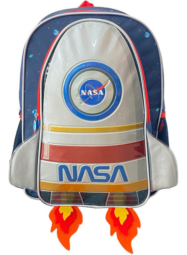 Mochila Costa Escolar Infantil Foguete Nasa Vermelha Luxcel