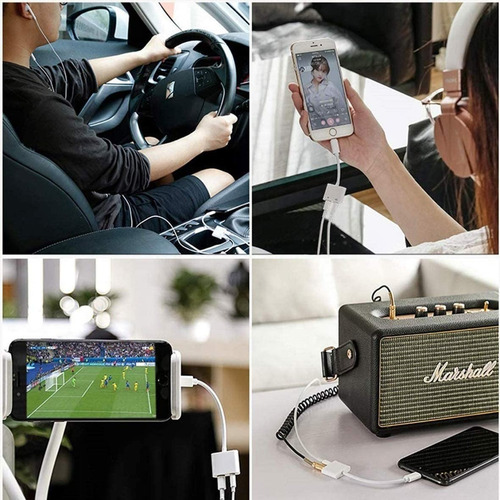 Imagen 4 de 6 de Adaptador Lightning Para Carga Y Audifonos 2 En 1 P/ iPhone