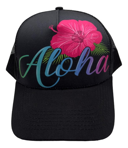 Aloha - Aloha Hat Con Colorido Hawaiano Aloha Hibiscus Print