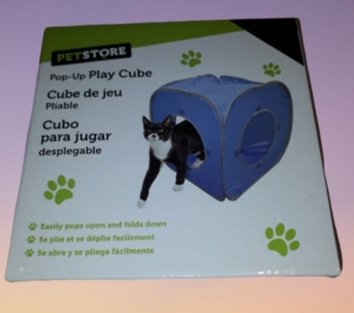 Casa Gatos Mascotas Cubo Plegable 38×38×38cm Azul. St
