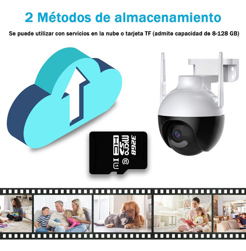 Camara De Seguridad 1080p Hd Lmpermeable Wifi Color Negro Y Blanco