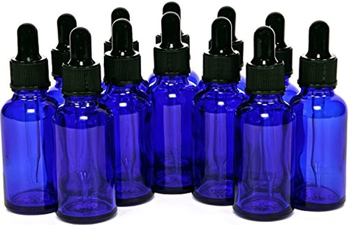 Azul Cobalto, 1 Oz, Botellas De Vidrio, Goteros Para Ojos