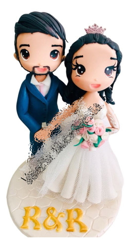 Cake Topper Novios Boda Pareja Pastel Vela  Pasta Francesa