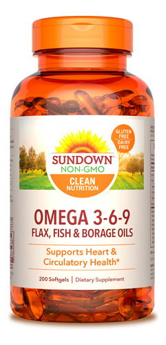 Sundown Omega 3 6 9 Suplemento Lino Pescado Borraja 200c