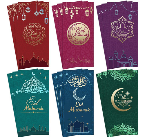 Fancy Land 18 Tarjetas De Felicitación Eid Mubarak Con Sobre