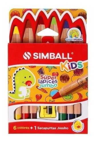 Lapices Simball Kids Súper Jumbo X 6 + Sacapuntas(1104237)