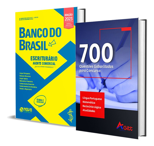 Kit Apostila Banco Do Brasil 2023 - Escriturário - Agente Comercial + Caderno De Questões, De Professores Especializados. Editorial Nova Concursos, Tapa Mole, Edición Oficial En Português, 2023