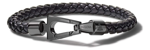 Bulova Jewelry Mens Latin Grammy Pulsera De Cuero Negro Con 