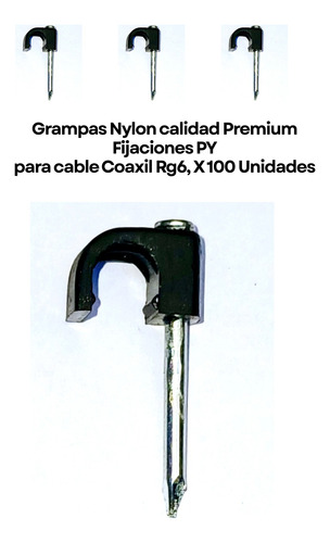 Grampa Coaxil Py 6 (p/ Rg59) Nylon Y Clavo Acero 100 X 100