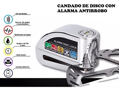 Candado De Disco Con Alarma 110db