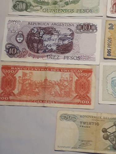 Billetes Antiguos Argentina Belgica Uruguay Lote X 9 Oferta!