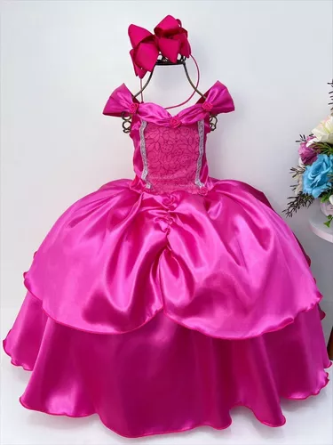 Fantasia Barbie Escola Princesa Vestido Cosplay Filme Pink