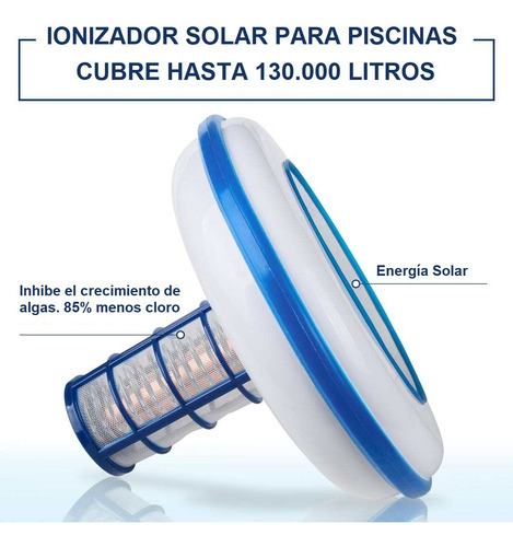 Imagen 4 de 7 de Ionizador Solar Para Piscina - Accesorios - 130.000 Litros!
