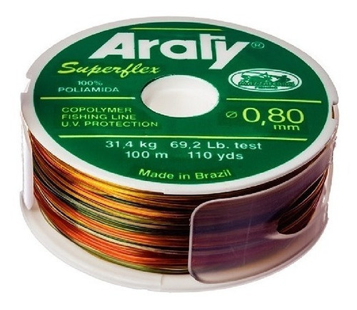 Linha De Pesca Araty Multicolor 0,30 Mm 100 M Caixa C/ 20 Un