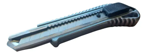 Trincheta Aluminio Profesional Con Botón Plano Aluminio 18mm