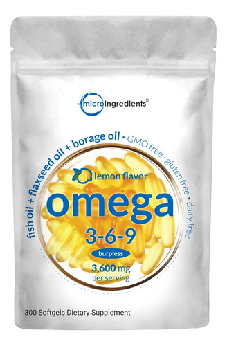 Microingredients Ultraomega 369 Lemon Flavor 3600mg 300 Caps
