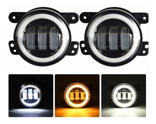 1 Par 4in Faros De Niebla Led Ojos Ángel Para Wrangler Jeep